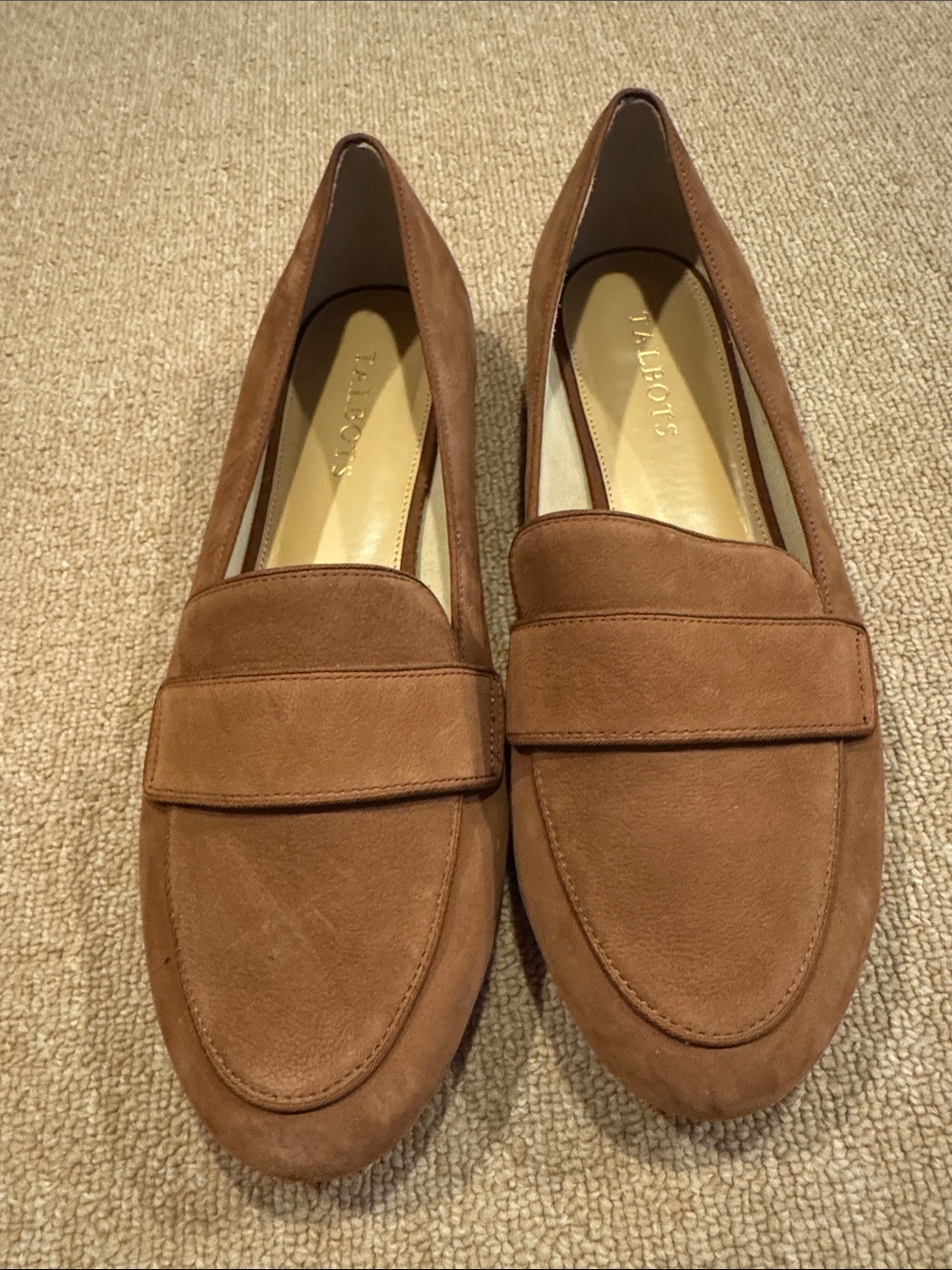 Talbots Classic Suede Penny Loafers in Cognac Brown